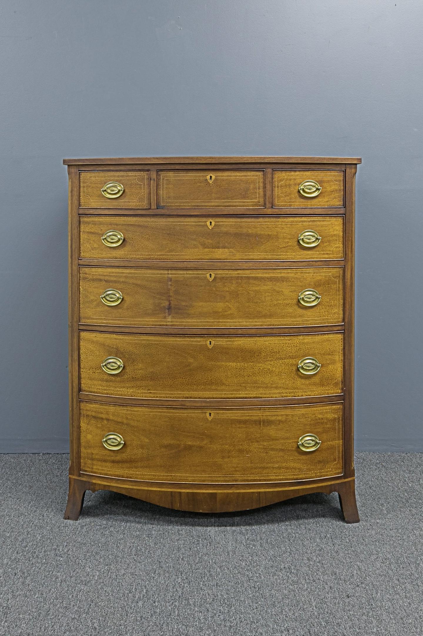 Hepplewhite Style Bow Front High Case (1 of 1)