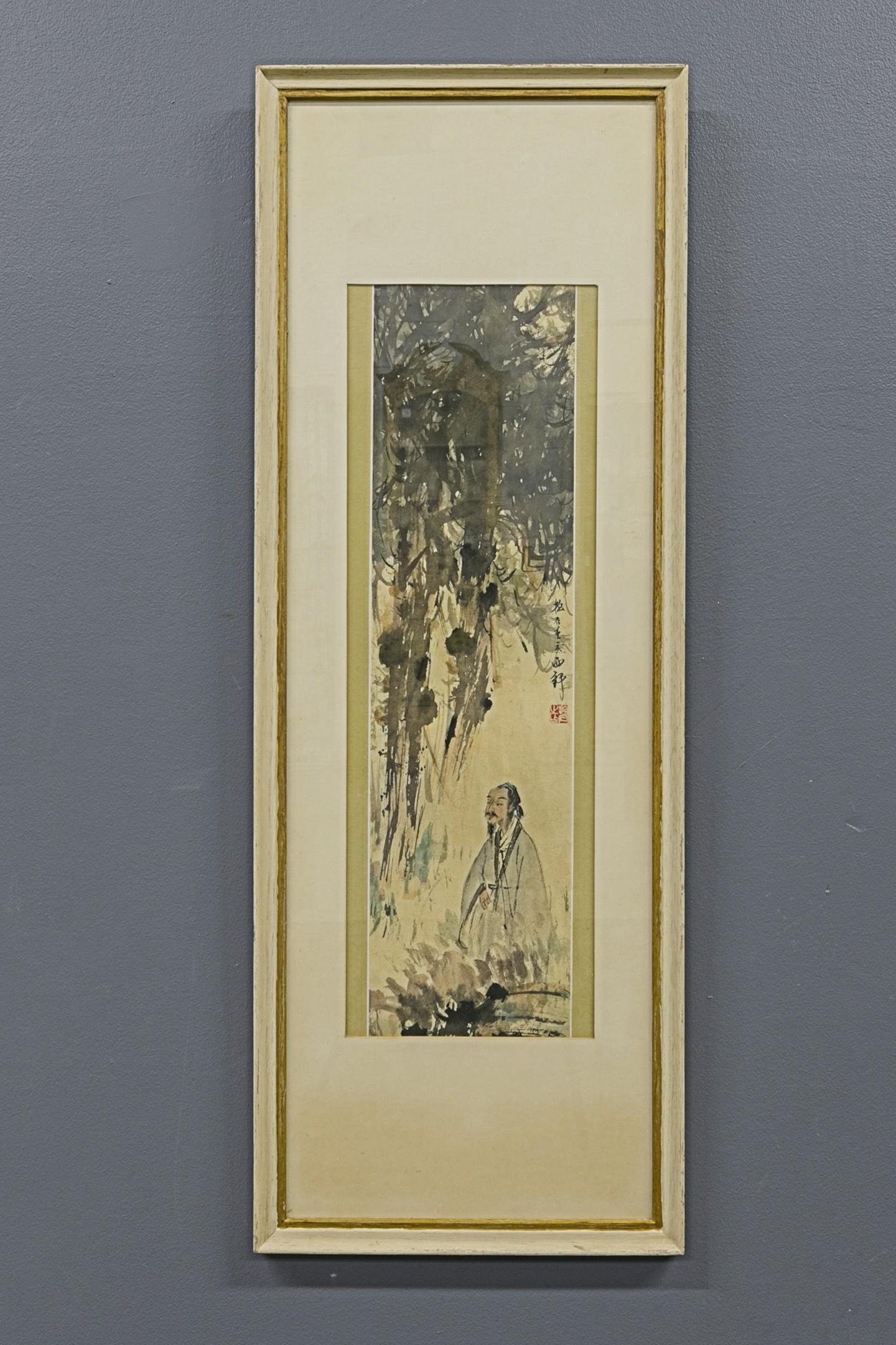 Chinese Watercolor Man Under a Tree (1 of 1)