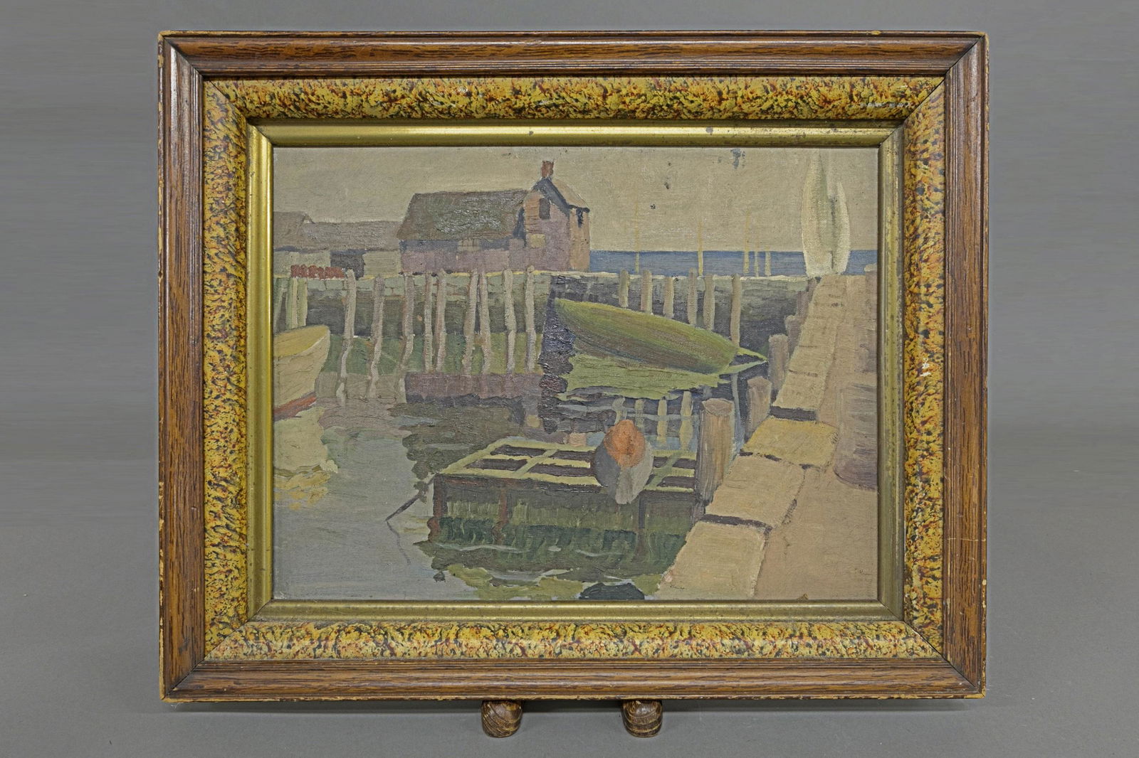 Oil on Artist Board New England Dock Scene (1 of 1)
