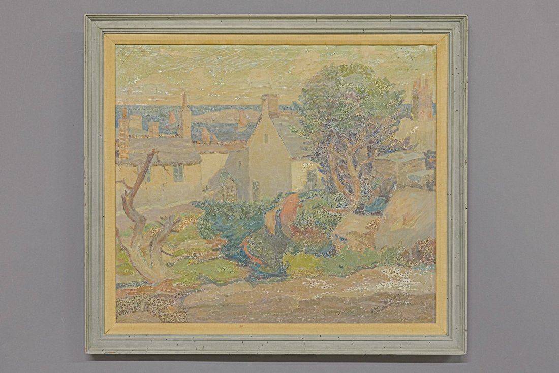 Henri Laussucq Oil on Canvas of Village (1 of 2)