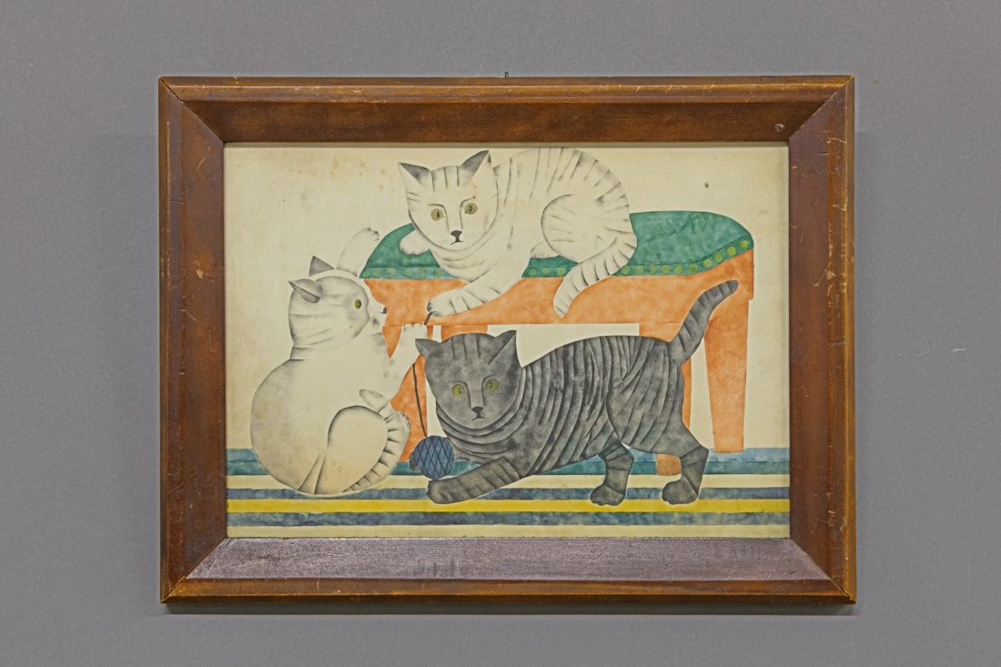 Folk Art Watercolor of Cats (1 of 1)