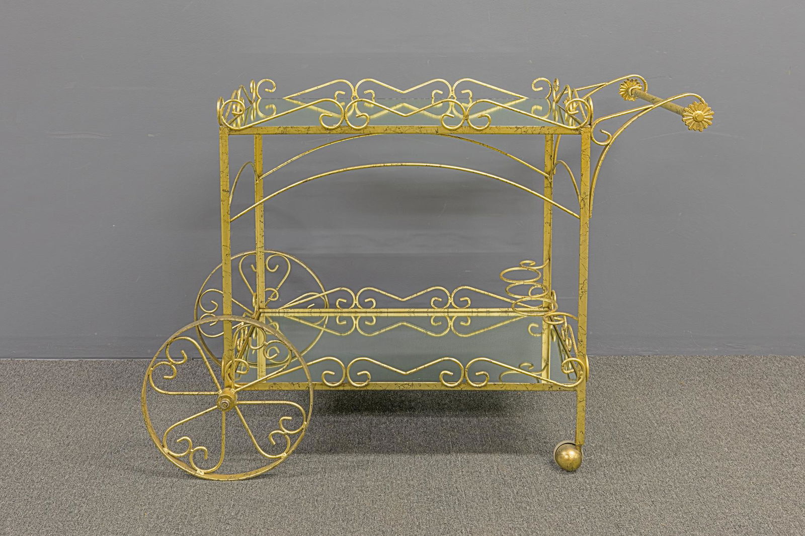 Hollywood Regency Gold-Mirrored Tea Cart (1 of 1)