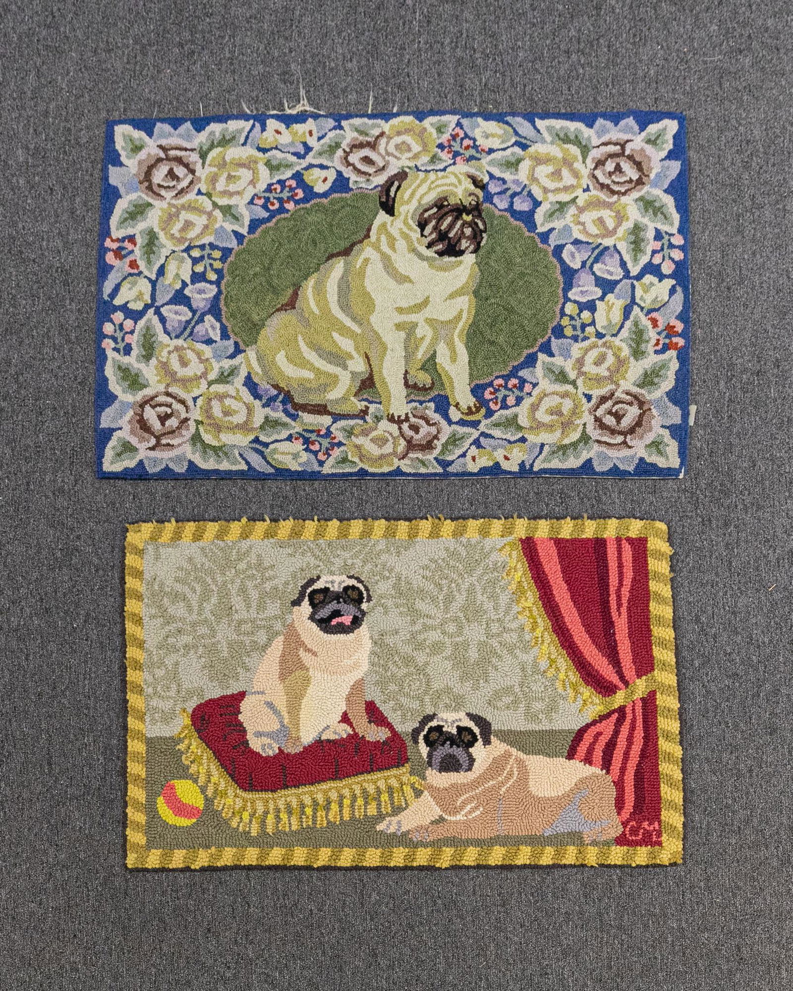 Pug Dog Hooked Rugs (1 of 3)