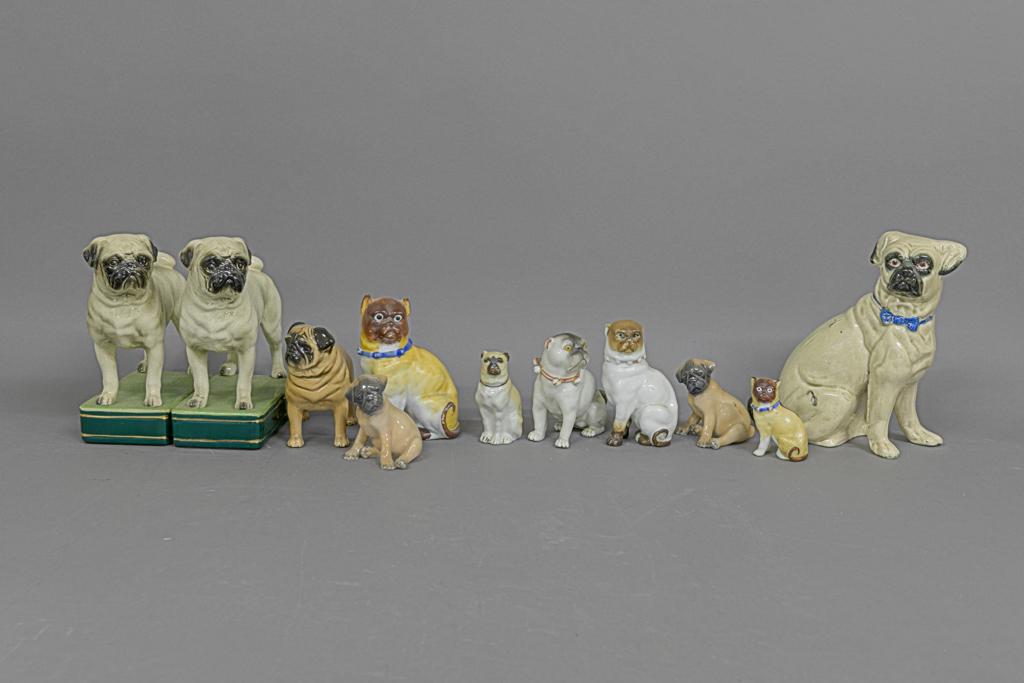Collection of Ceramic/Porcelain Pug Dogs (1 of 2)