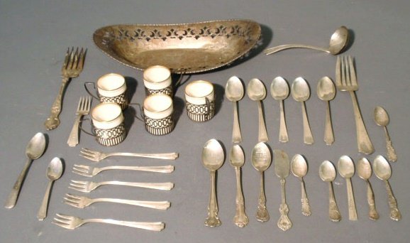 Group of sterling silver table articles- spoons, b