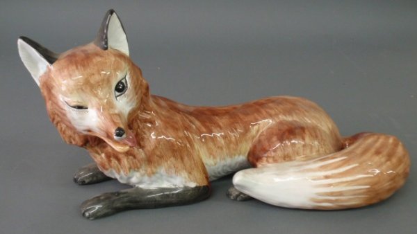 Italian ceramic fox. 9"h.x20"l.x8"d.