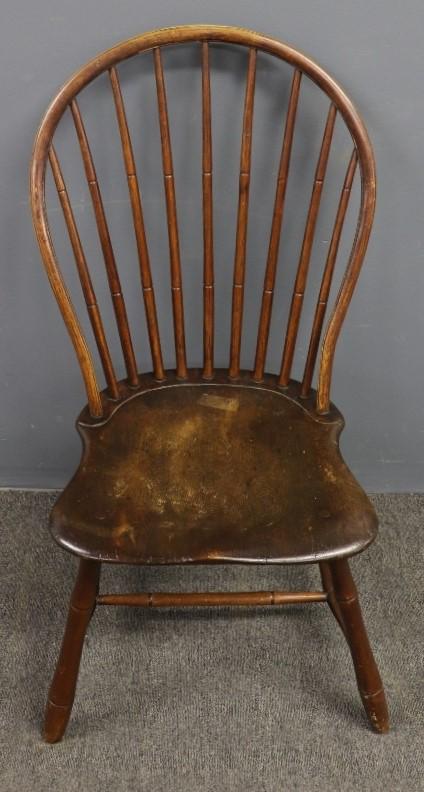 W. McElroy Windsor Side Chair: W. McElroy (worked 1790-1820) Windsor side chair 37"h x 17"w x 16"d / seat height 17.75" Condition: refinished