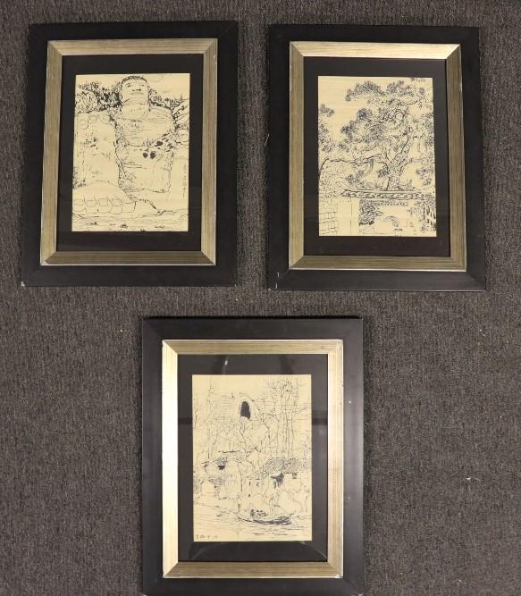 Three Chinese Pen and Ink Drawings (1 of 6)