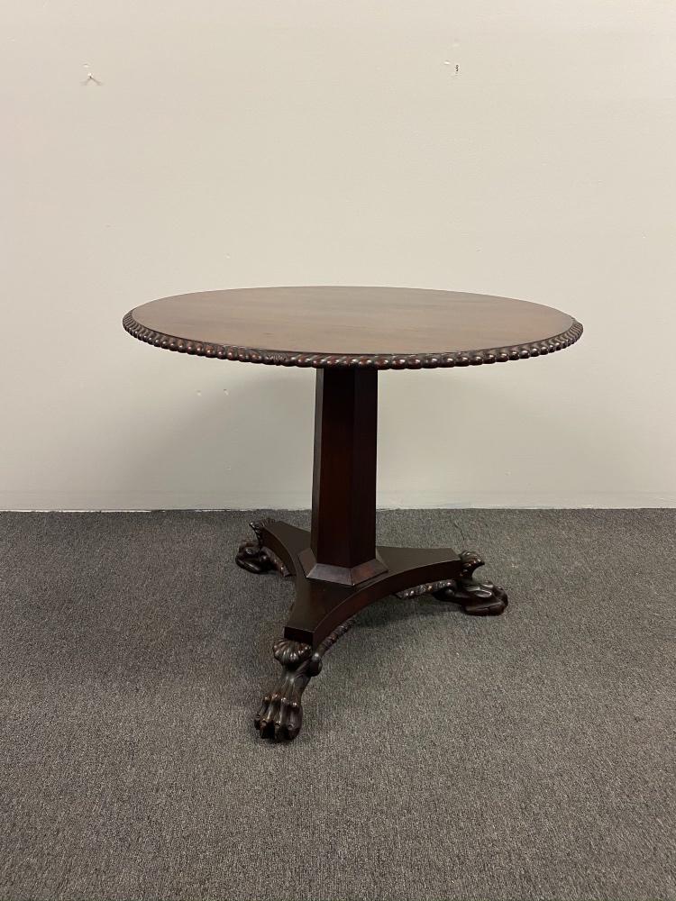 Empire Revival Tea Table: Empire Revival mahogany tea table, late, 19th c. 28.5"h x 34"w