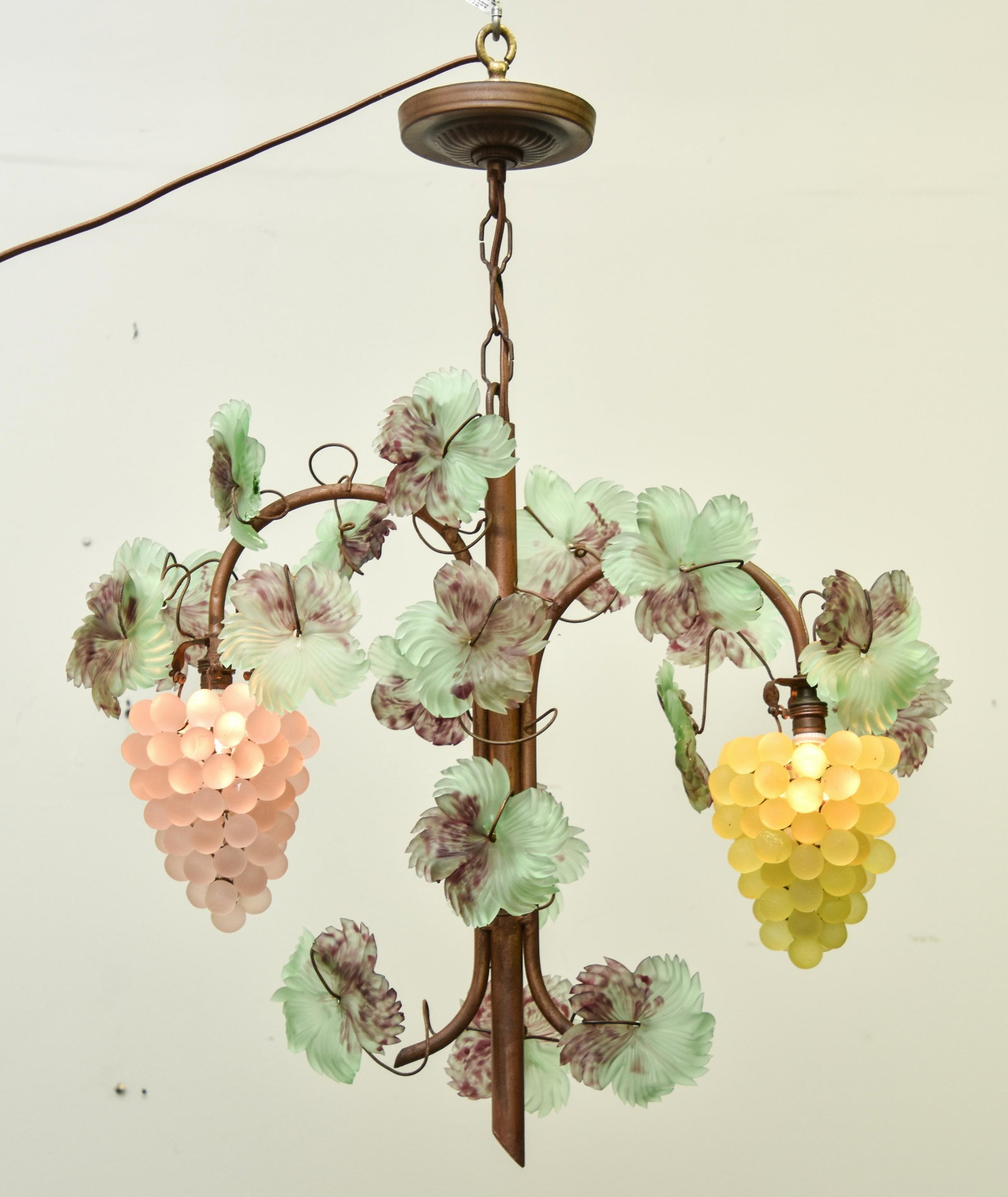 Fruit Glass Chandelier: Czech colorful glass grape and vine chandelier 25"h x 22"w x 8"d