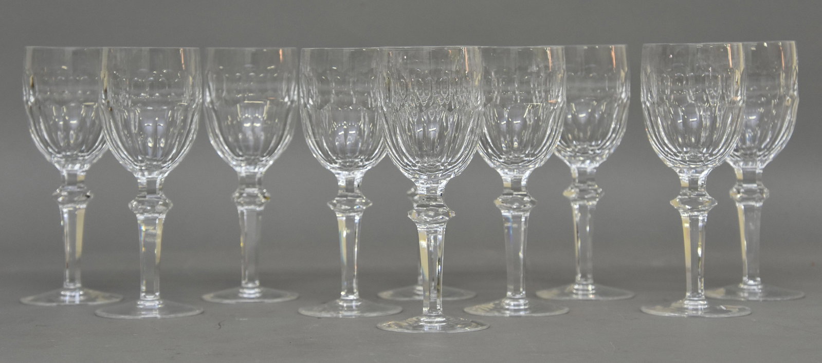 Set of Ten Waterford Wine Glasses: Set of ten Waterford wine glasses 7.25"h