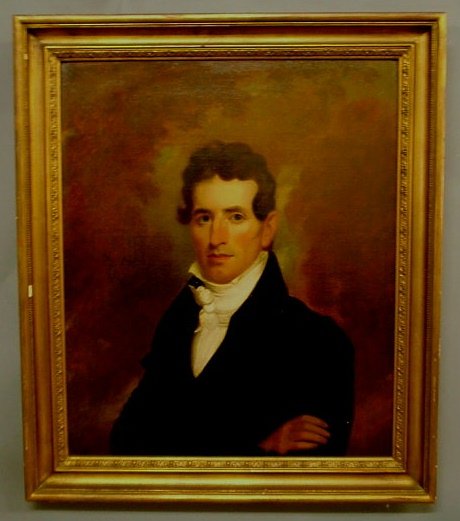 Oil on canvas portrait of Thomas Yeatman, in the m: Oil on canvas portrait of Thomas Yeatman, in the manner of Thomas Sully. 30.25"x24.25