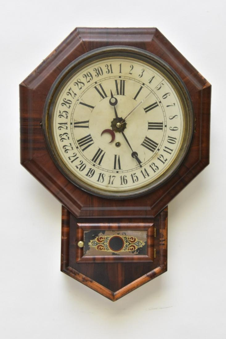 E.N. Welsh Calendar Wall Clock: E.N. Welsh calendar wall clock with 8-day works 24"h x 18.5"w x 5"d