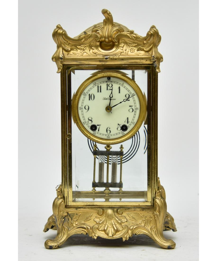 Seth Thomas Gilt Metal Mantel Clock: Seth Thomas gilt metal mantel clock 14.5"h x 8.25"w x 5"d