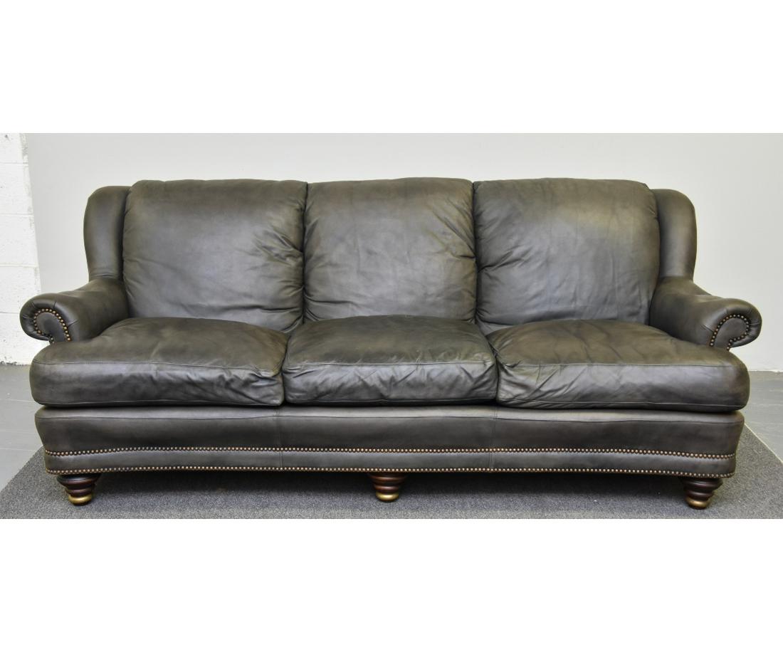 Leather Sofa: Hancock & Moore distressed leather sofa 33"h x 84"w x 40"d / seat height = 18"