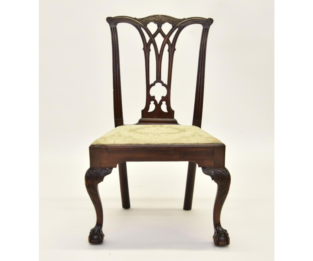Philadelphia Chippendale Side Chair: Philadelphia Chippendale mahogany side chair, circa 1780 with slip seat and back and claw feet 38"h x 21.5"w x 18"d / seat height = 17.5"
