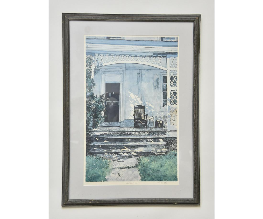 Peter Sculthorpe Lithograph: Peter Sculthorpe (American, b. 1948), signed limited edition lithograph 267/950 "Spring Road Junction" 26" x 16.5" sight size / 34" x 25" overall