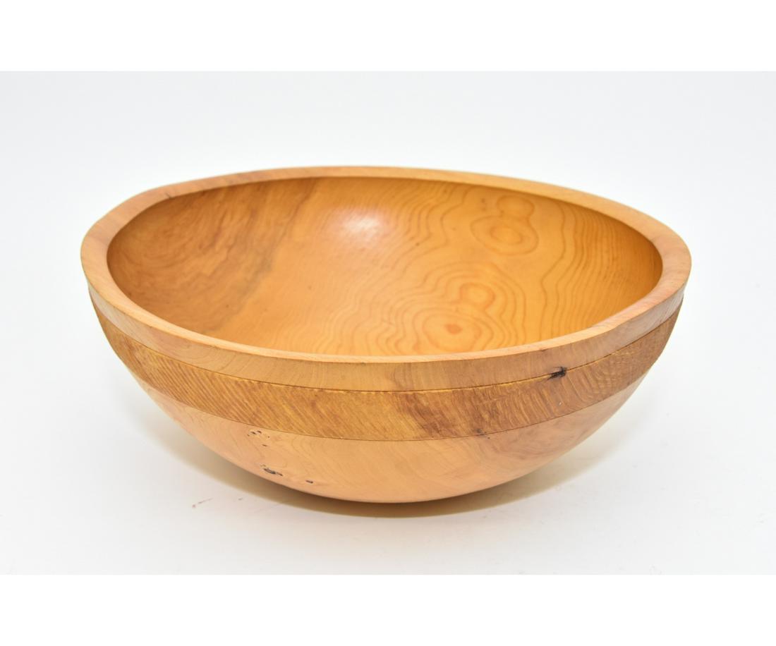 Large American Elm Wood Bowl: Large American elm wood bowl signed "Mike Mahoney" 7.5"h x 18.5"dia