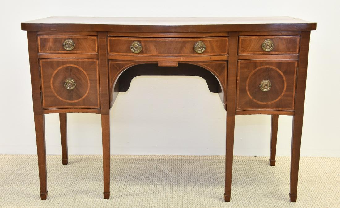 English Hepplewhite Serpentine Sideboard: English Hepplewhite style mahogany serpentine front sideboard,circa 1900 53.5"w x 25"d x 35.5"h