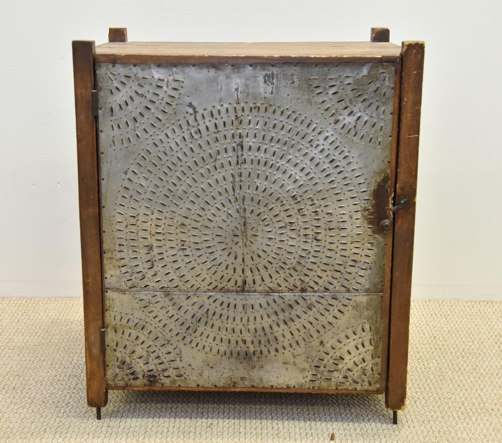 Punched Tin Pie Safe: Punched tin pie safe, 19th c. 34.5"h x 29"w x 21"d