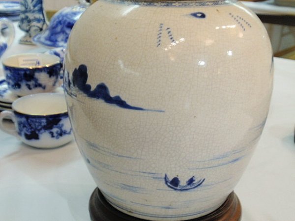 Chinese blue and white ginger jar converted to a - 4
