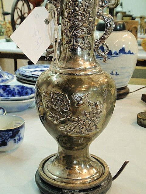 Chinese blue and white ginger jar converted to a - 7