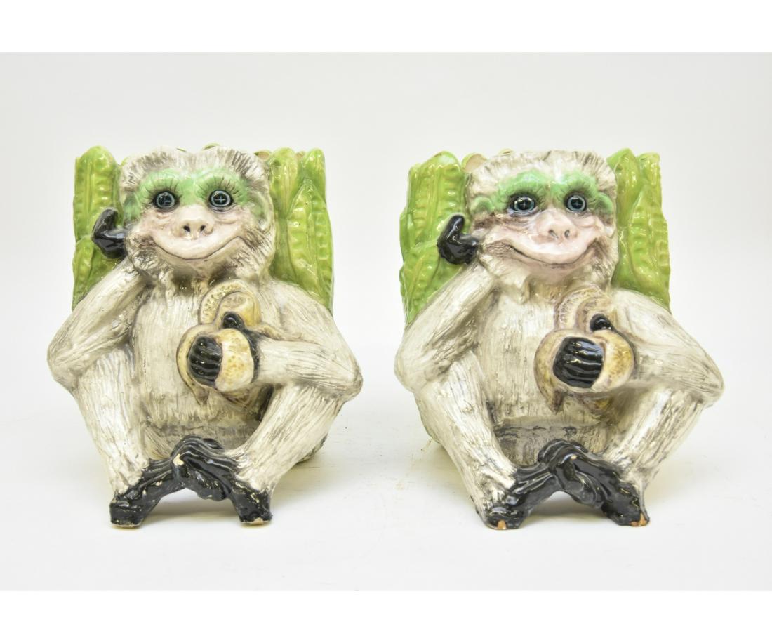 Large Pair Ceramic Monkey Planters (1 of 8)