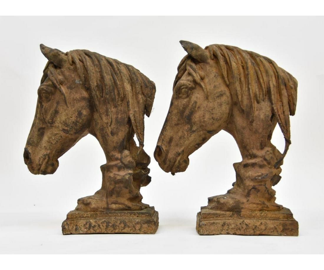 Pair of Cast Iron Horse Head Sculptures (1 of 6)