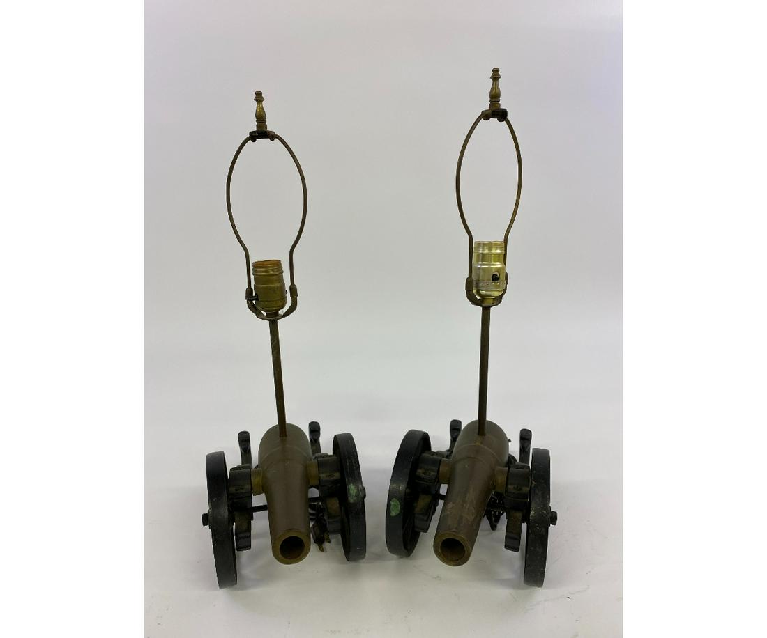 Pair of Metal Cannon Caisson Lamps (1 of 7)
