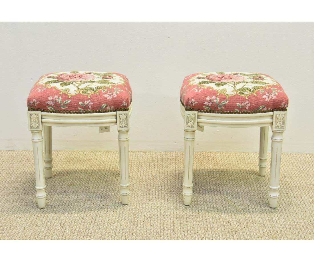Pair of French Style Needlepoint Stools (1 of 3)