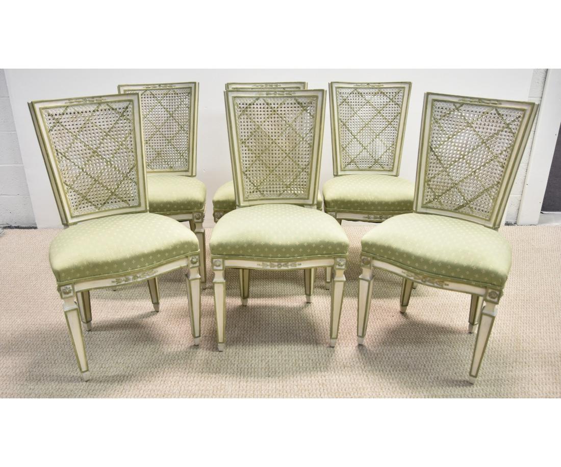 Set of Six Green Caned Chairs (1 of 3)