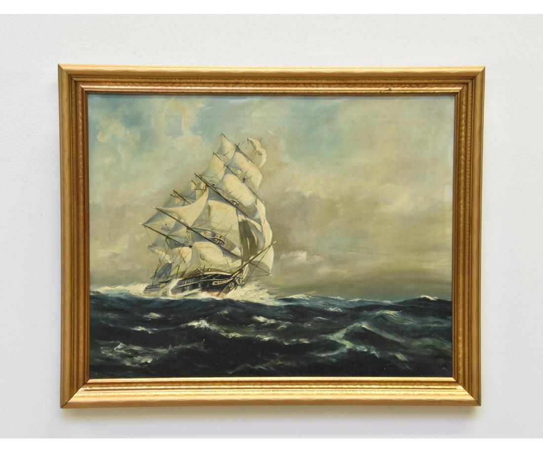 Captain Bayard Foulke Oil on Canvas Clipper Ship (1 of 3)