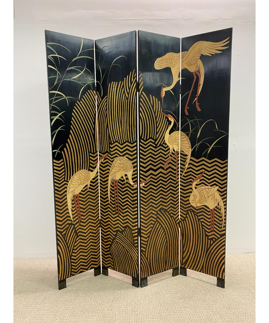 Asian Black Lacquered Screen (1 of 6)