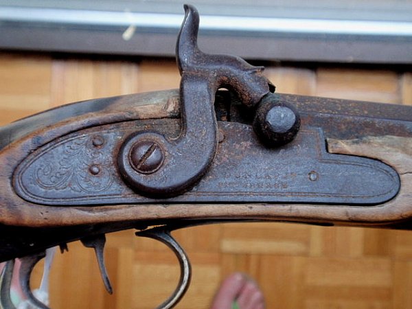 Percussion long rifle, the lock signed “Dunlap Jr, - 3