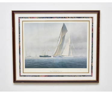 America's Cup Print: Tim Thompson framed and matted "The America's Cup" print, pencil signed by the artist 23.5" x 28.5" sight size / 25.5" x 30.5" overall