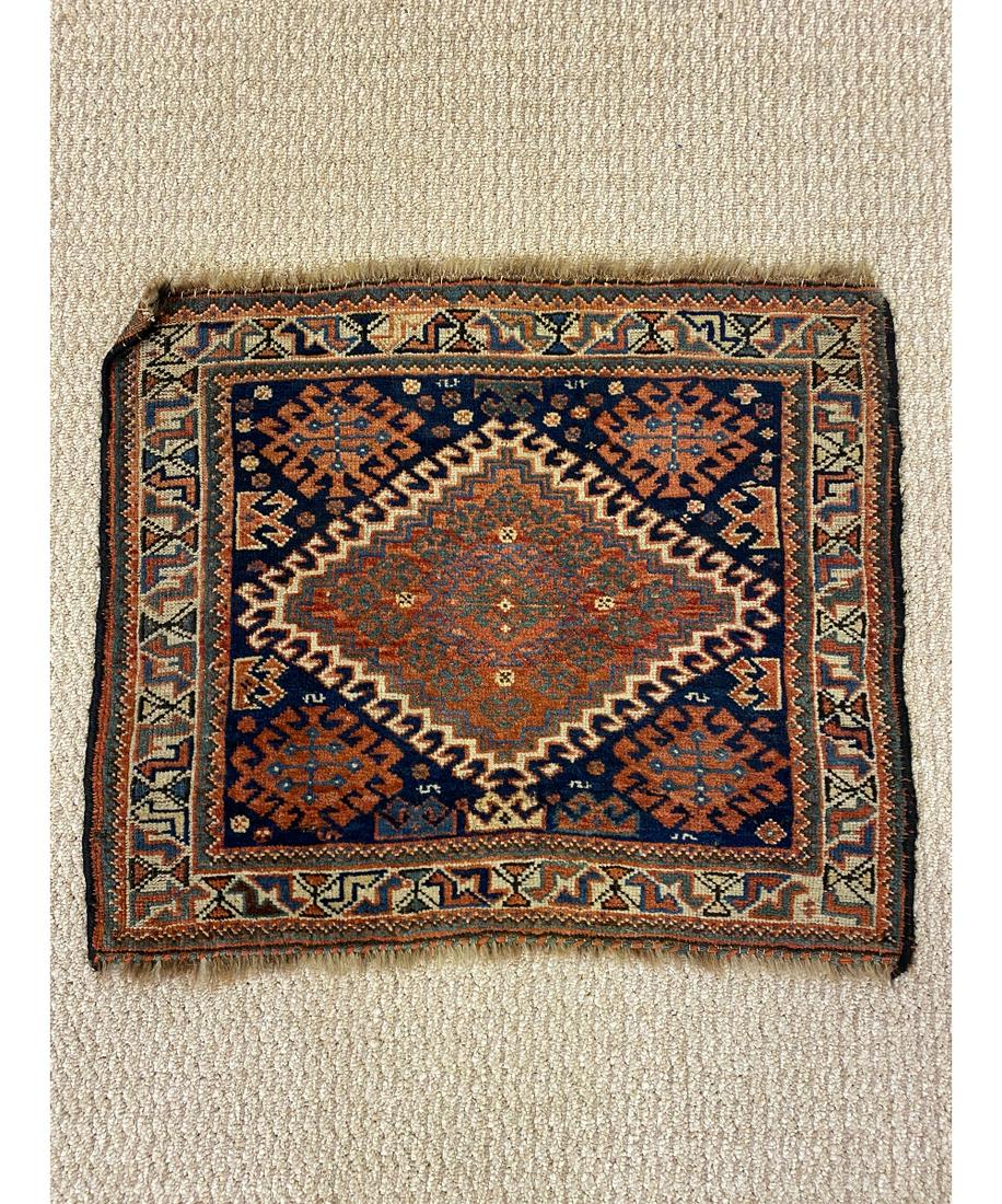 Kurdish Saddle Bag Cover: Kurdish saddle bag cover, circa 1900 in geometric patterns 2'-3.75" x 1'-11"
