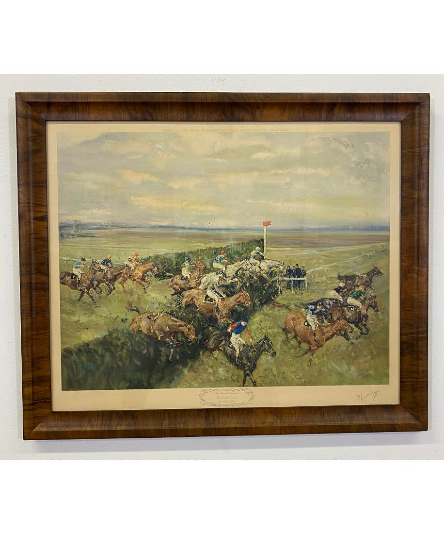 Michael Lyne Large Print: Michael Lyne large print "The Grand National Canal Turn 1965", pencil signed by the artist 21.5" x 26.75" sight size / 25.5" x 30.5" overall