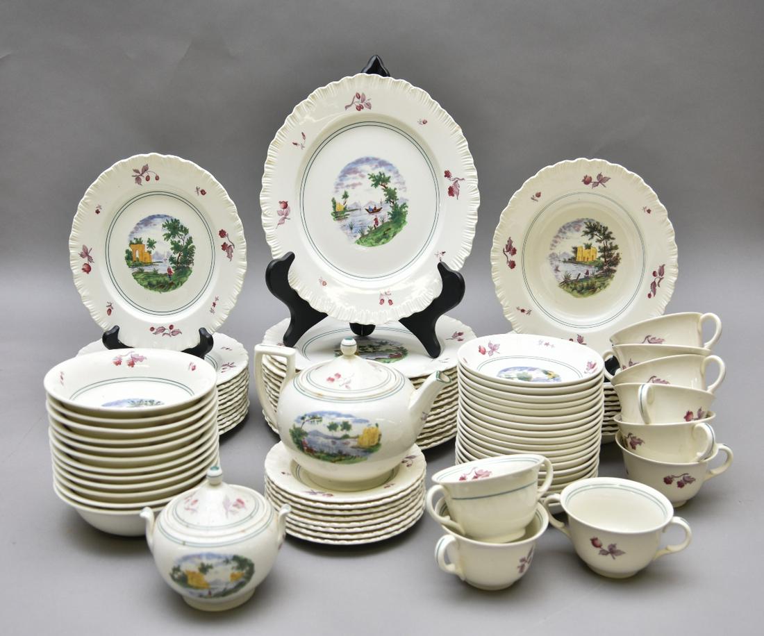 Wedgwood 'Summer Time' Dinner Service: Wedgwood 'Summer time' dinner service to include; 15 plates 10.25"dia, 12 luncheon plates 8"dia, 11 soup bowls, 8 small plates, teapot, sugar bowl, 6 cups, 3 bullions, 12 small bowls and 19 small dish