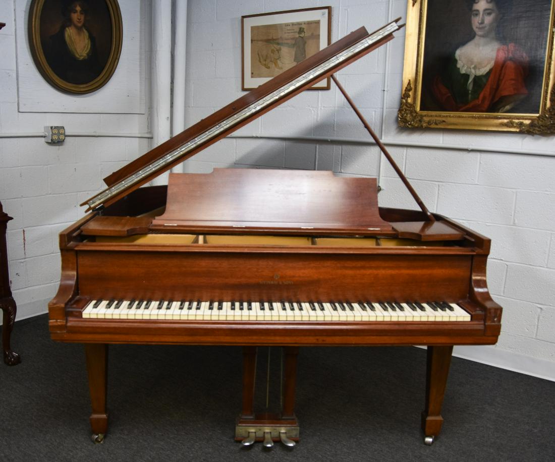 Steinway Baby Grand Piano: Steinway baby grand piano, model M#222046, traditional mahogany case 32.25"h x 56"w x 66"d