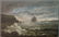 165: Oil on canvas seascape painting with a three-maste