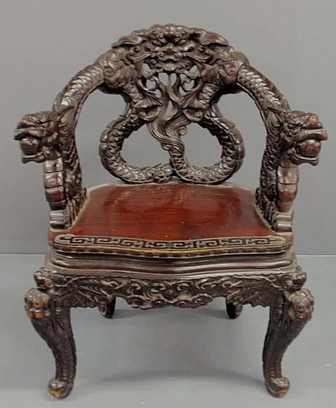 Chinese carved rosewood armchair, early 20th c. 34