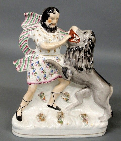 English Staffordshire figural group, c.1860, of Sa