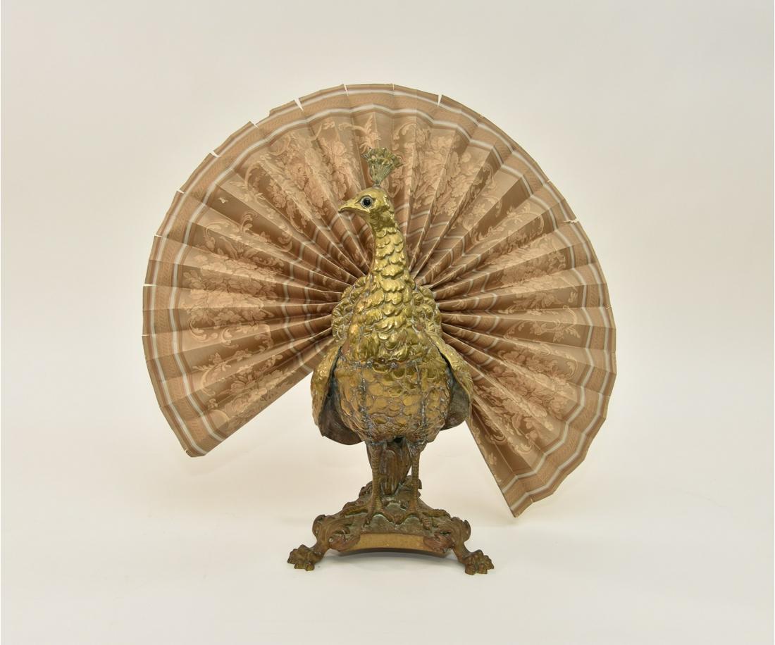 Victorian Brass Peacock Fire Screen (1 of 5)