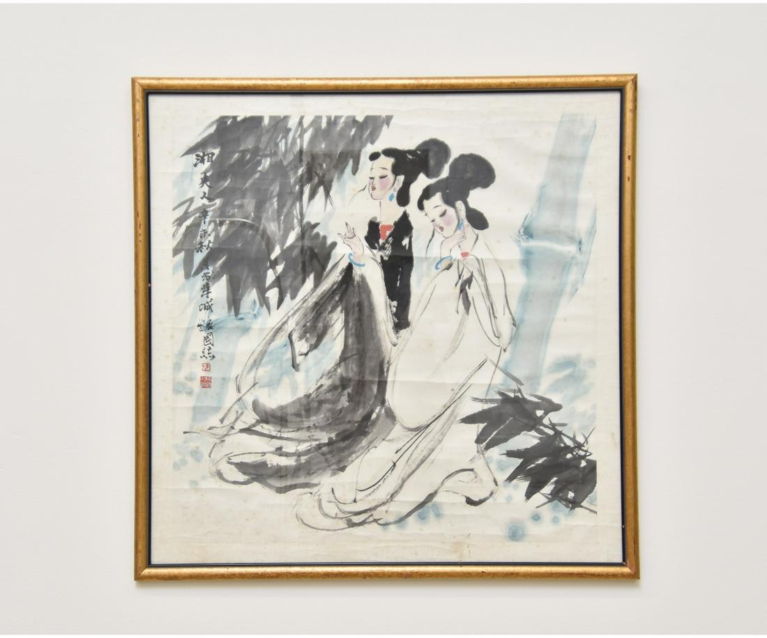 Chinese Watercolor of Young Woman (1 of 4)