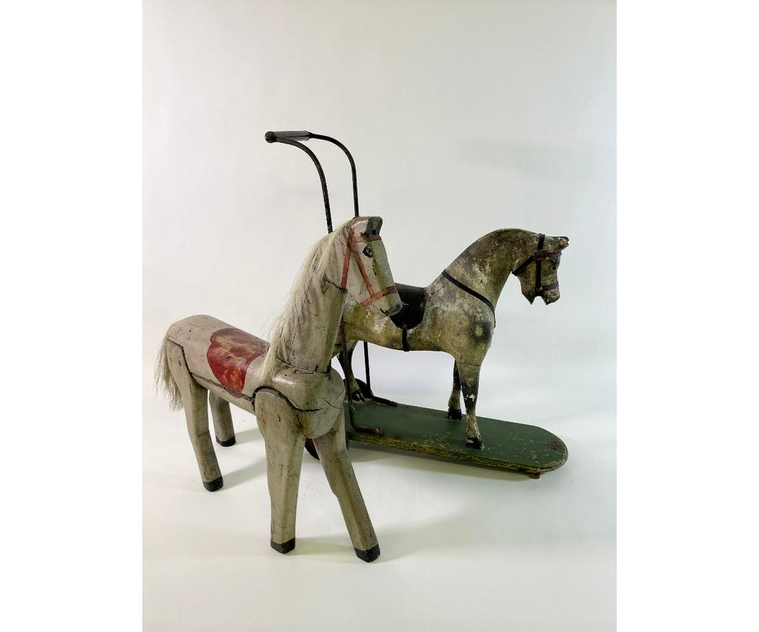 Two Childs Wood Toy Horses Circa 1890 (1 of 10)