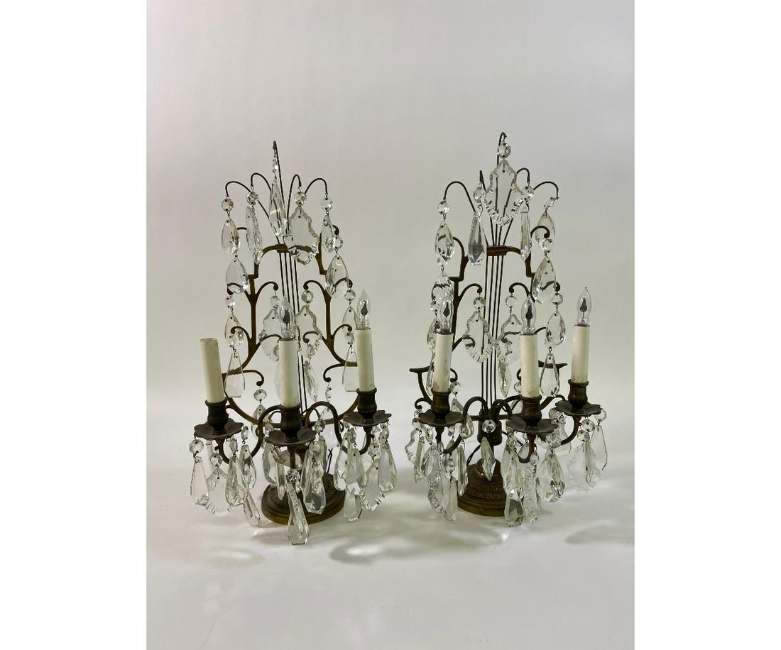 Pair of Brass and Crystal Sconces (1 of 6)