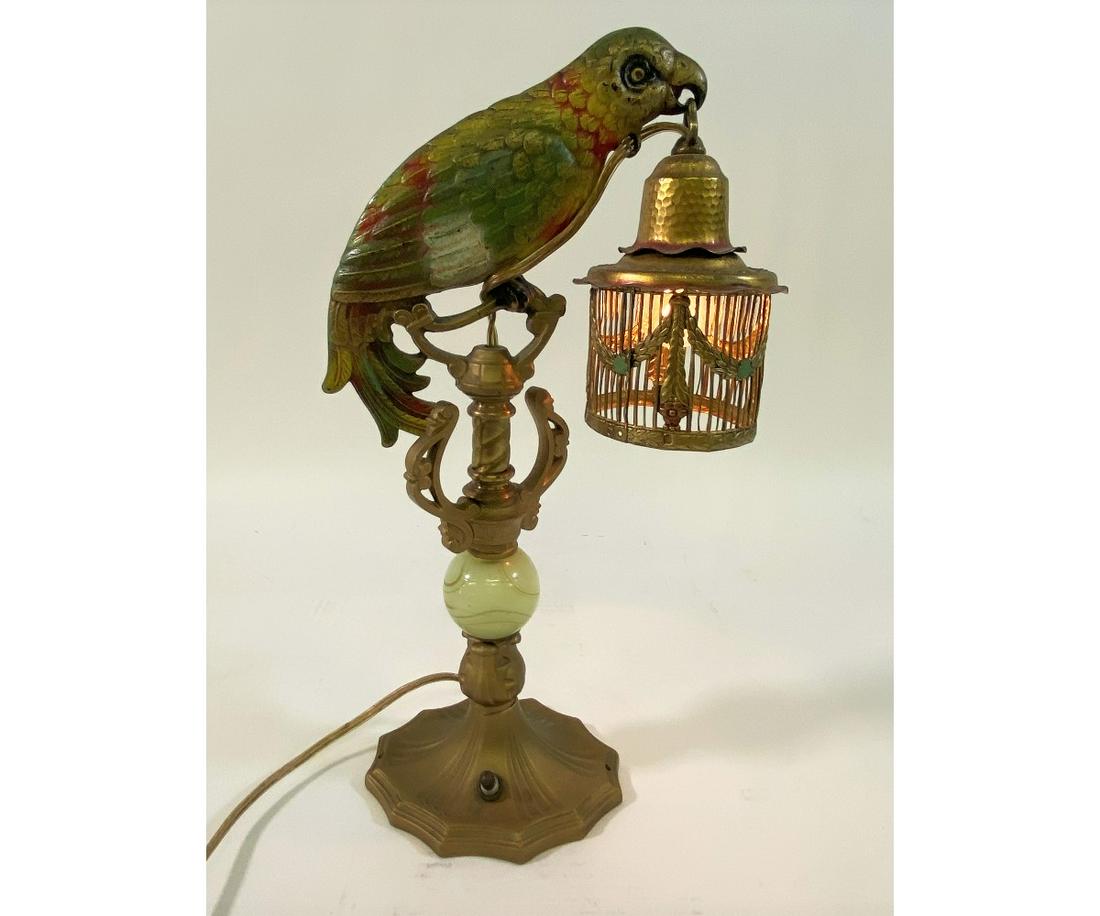 Hubley Art Deco Metal Parrot Lamp (1 of 6)