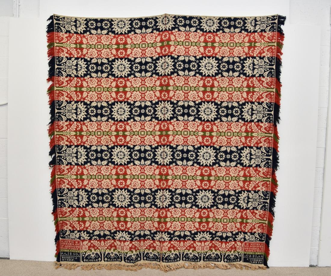Signed Colorful Jacquard Coverlet (1 of 5)