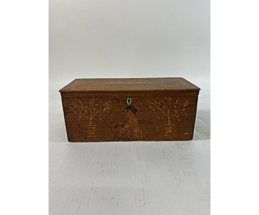 Folk Art Mahogany Sewing Box (1 of 12)