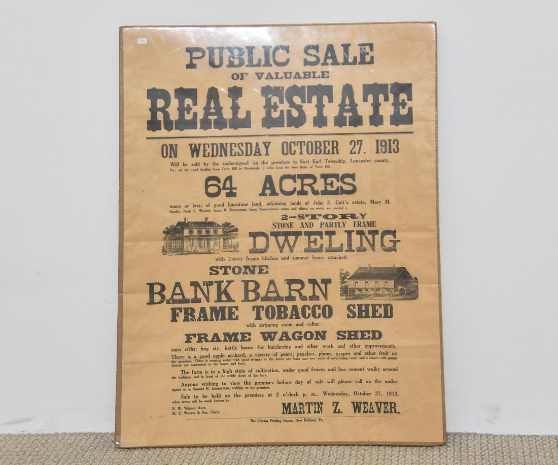 New Holland, PA Public Sale Broadside (1 of 2)